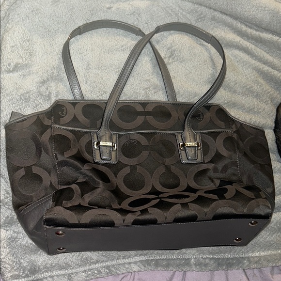 Coach Silver and Brown Signature Tote Like New - Picture 1 of 15